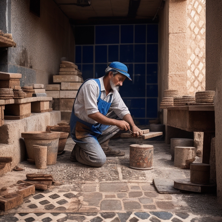 man making traditional tiles